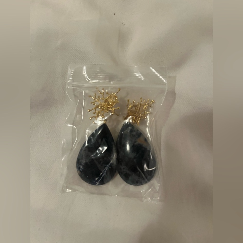 Pendant Earrings with Gold Hardware